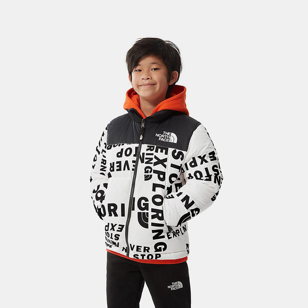 The North Face 1996 Printed Retro Παιδικα Μπουφάν Nuptse - Ασπρα (BYCF58127)